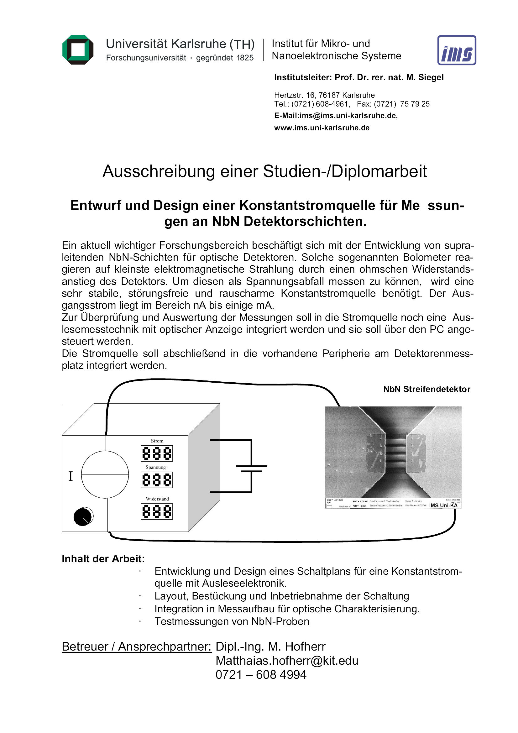 Ausschriebung für eine Studienarbeit 